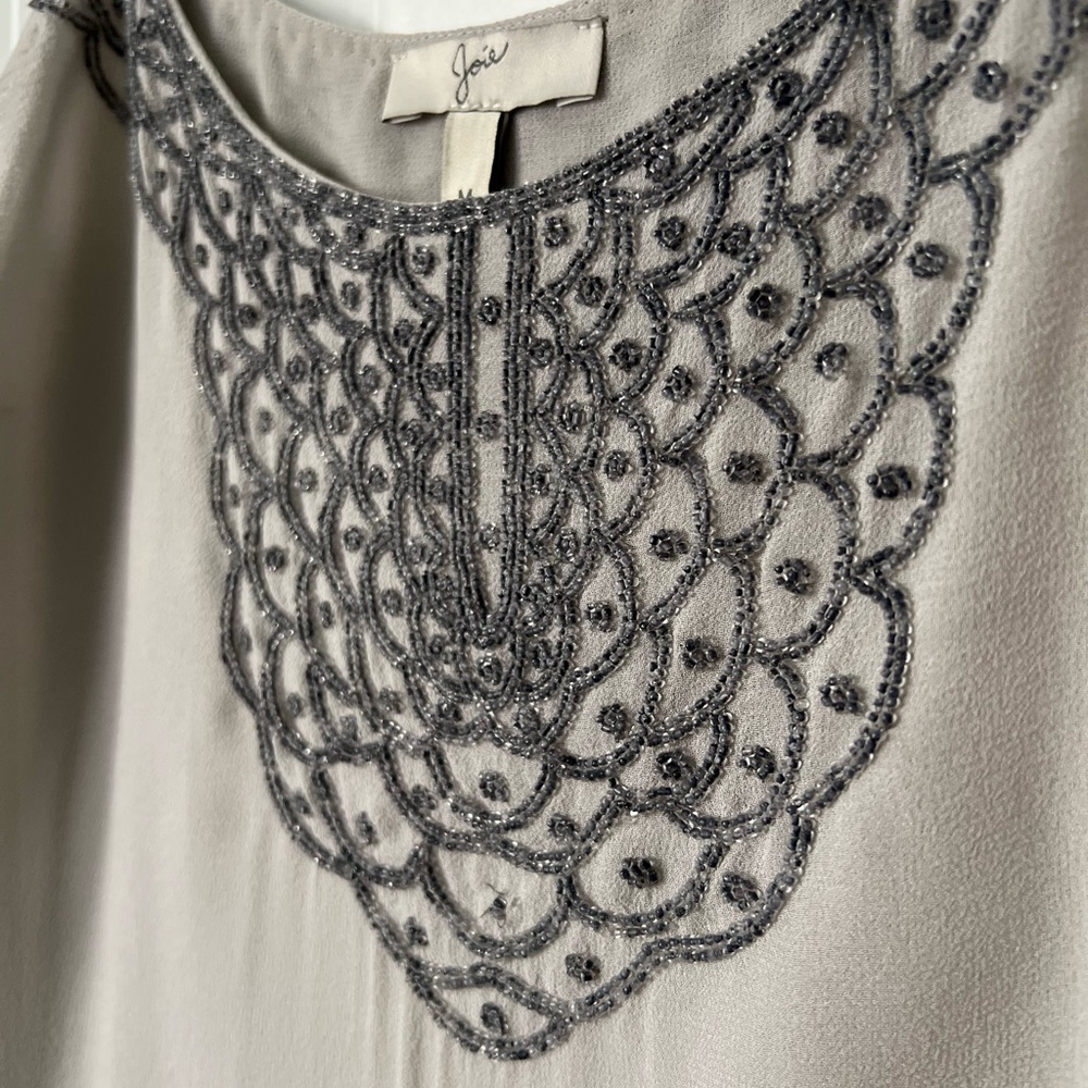 Joie Silk Tank with Beading Detail